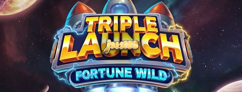 Tampilan visual mesin slot Triple Launch Fortune Wild dengan elemen futuristik