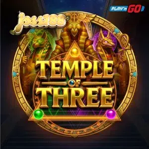 Tampilan visual grid 3x3 dari slot Temple of Three dengan tema dewa Mesir.